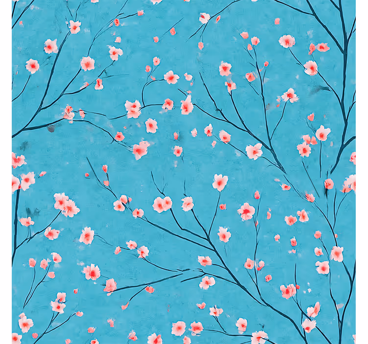 Papier peint floral fleurs de cerisier teal - TenStickers