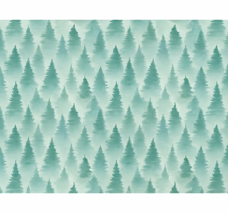 Papier peint paysage forêt de pins brumeuse - TenStickers