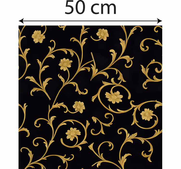 Papier peint baroque enroulé or sur fond noir - TenStickers