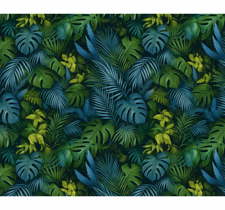 Papier peint chambre adulte feuillage vert et bleu - TenStickers