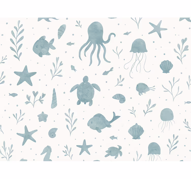 Papier peint chambre enfant thème nautique bleu et blanc - TenStickers