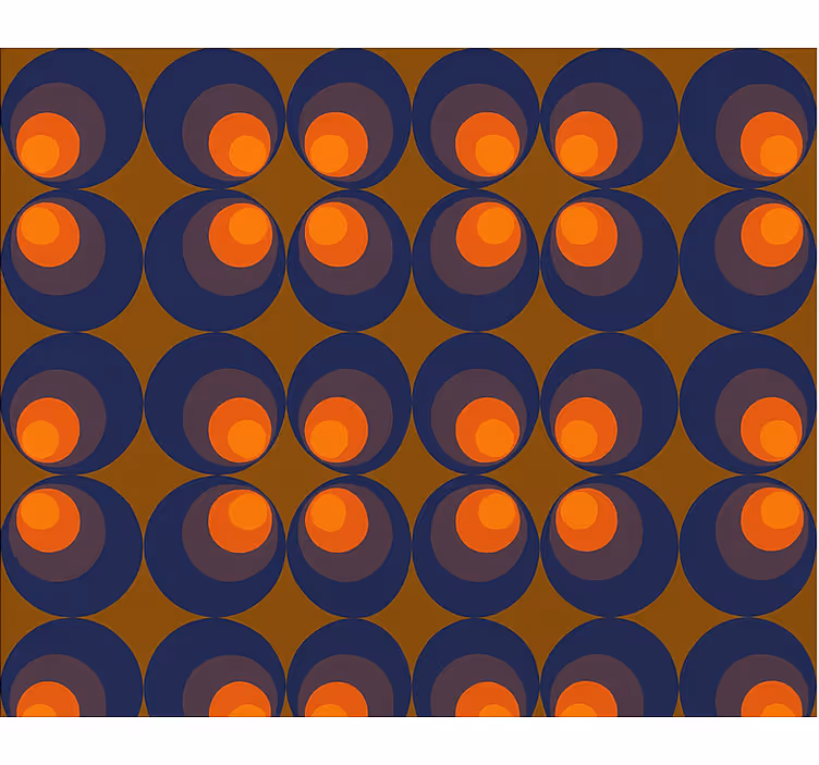 Papier peint salon cercles répétitifs bleu foncé et jaune - TenStickers