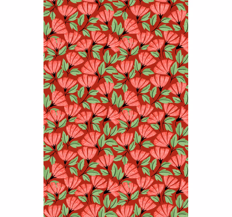 Papier peint fleurs motif vintage rouge - TenStickers