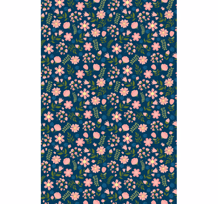 Papier peint fleurs imprimé 'floflo' bleu - TenStickers