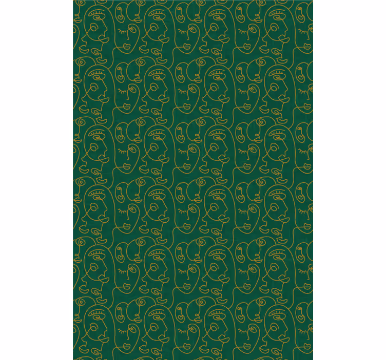 Papier peint chambre adulte femme dessinée verte abstraite - TenStickers
