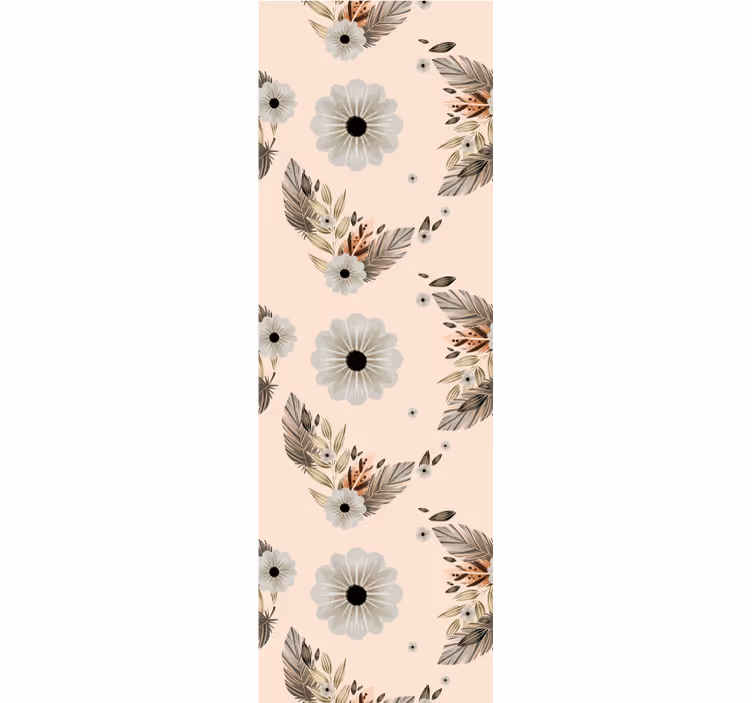Papier peint chambre motifs fleurs pastel rose et noir - TenStickers