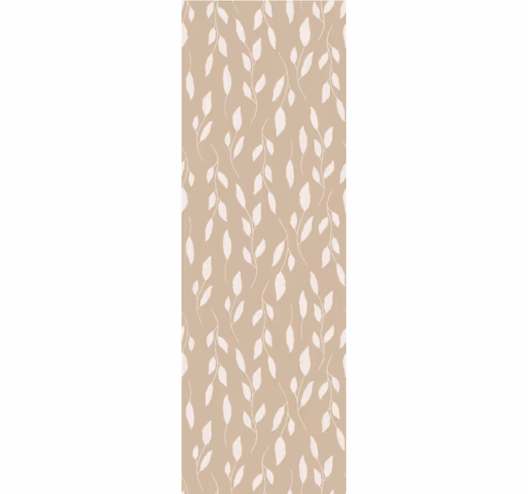 Papier peint chambre feuilles blanches sur marron - TenStickers