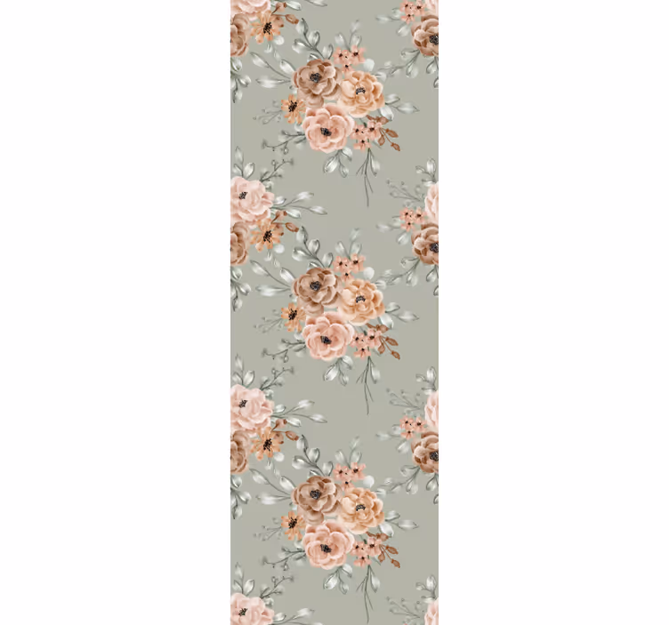 Papier peint chambre roses vintage sur fond menthe - TenStickers