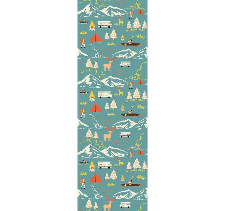 Papier peint chambre homme de camping, arbres et route - TenStickers