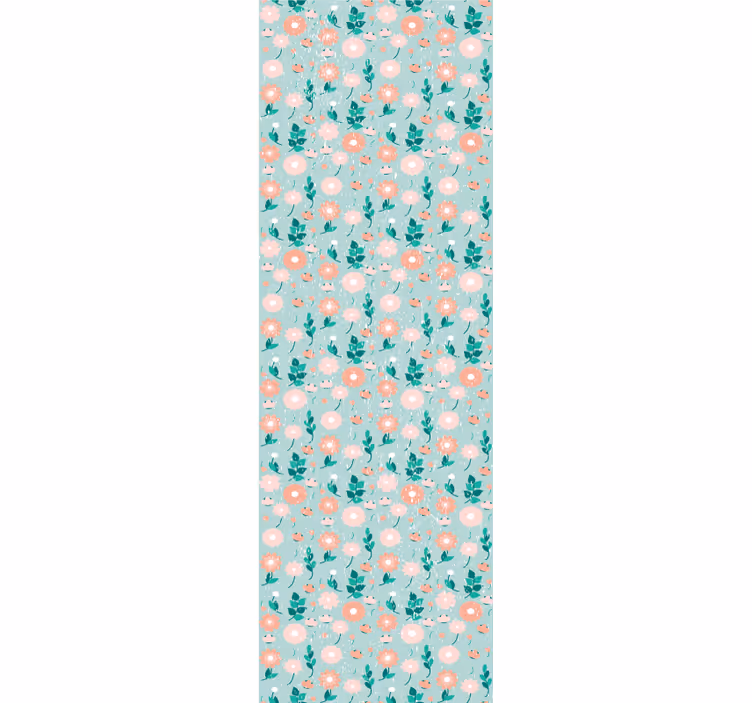 Papier peint chambre fleuri bleu style shabby chic - TenStickers