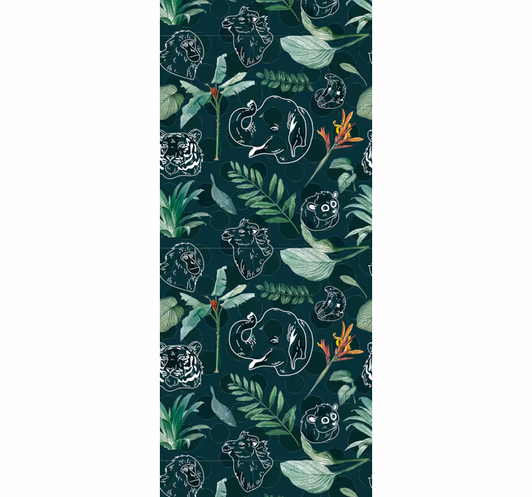 Papier peint chambre motifs animaux et arbres colorés - TenStickers