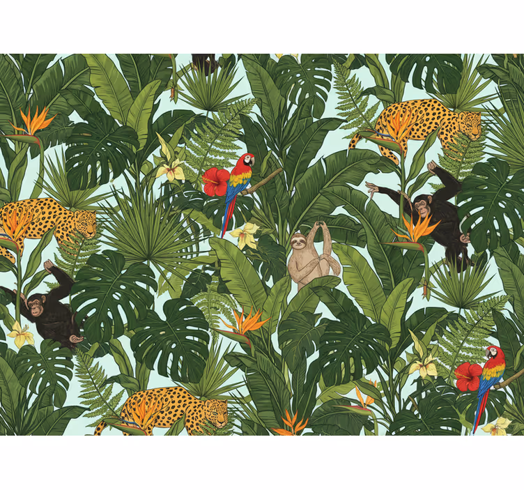 Papier peint jungle animaux et tropical - TenStickers