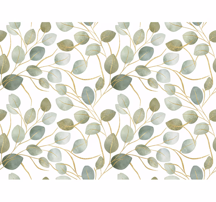 Papier peint feuilles eucalyptus or scintillant - TenStickers