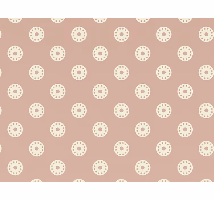 Papier peint cercles médaillons à pois rose poudré - TenStickers