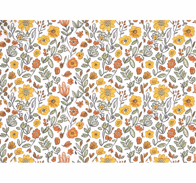 Papier peint floral jardin rustique jaune - TenStickers