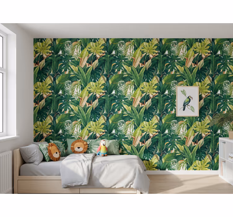Papier peint feuilles feuilles de la forêt réalistes - TenStickers