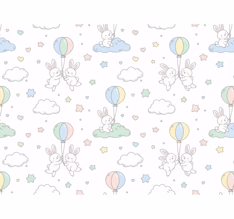 Papier peint chambre enfant avec lapins et ballons - TenStickers