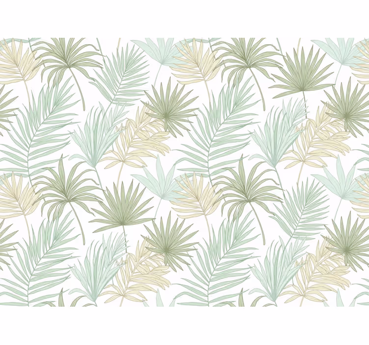 Papier peint feuilles palmiers tropicaux clairs - TenStickers