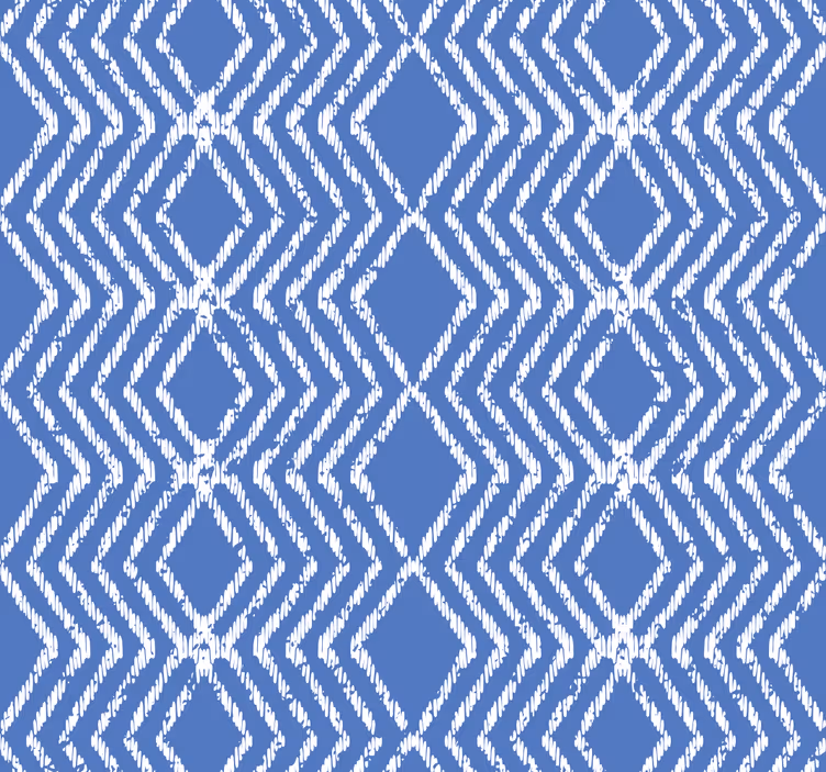 Papier peint bleu motif zig zag - TenStickers