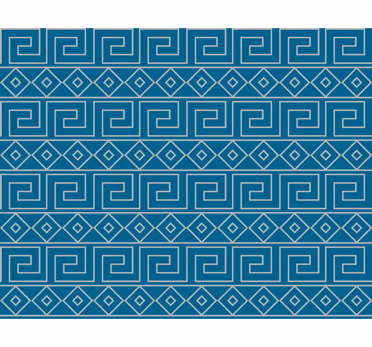 Papier peint bleu motif clé grecque - TenStickers