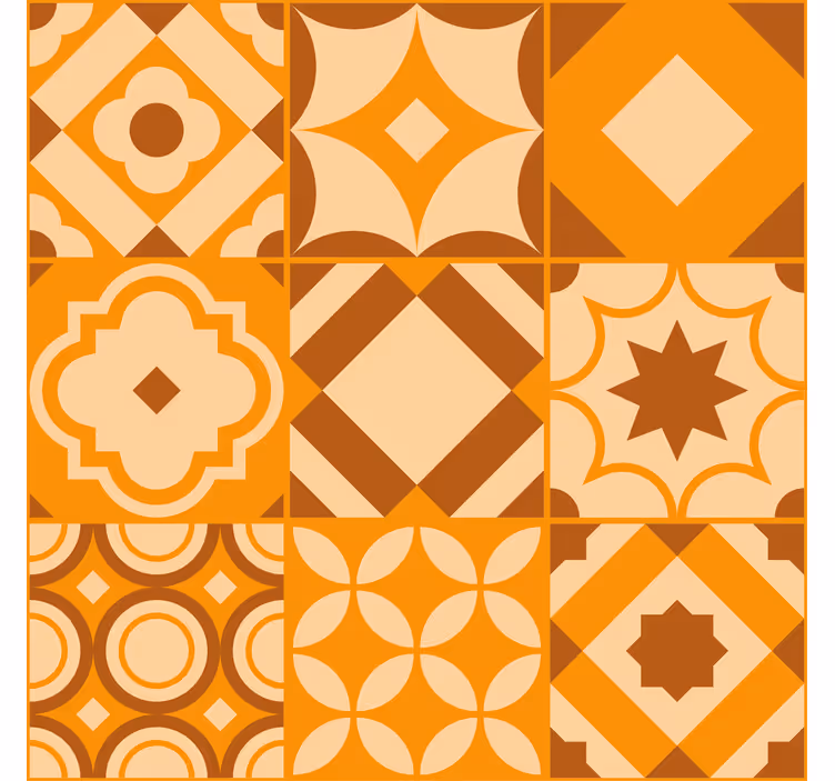 Papier peint orange carreaux rustiques - TenStickers
