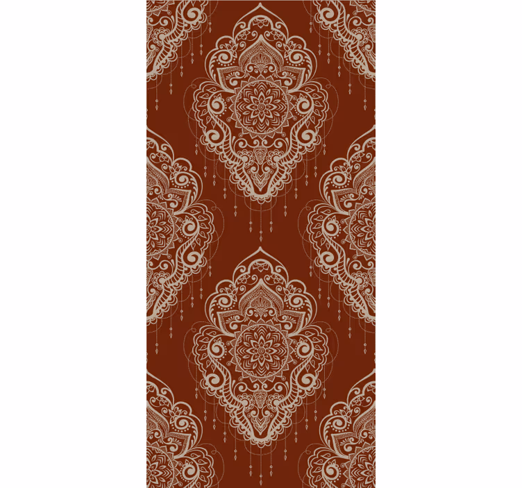 Papier peint rouge ornement mehndi élégant - TenStickers