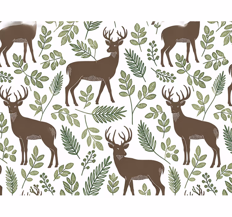 Papier peint feuilles vertes de cerf - TenStickers