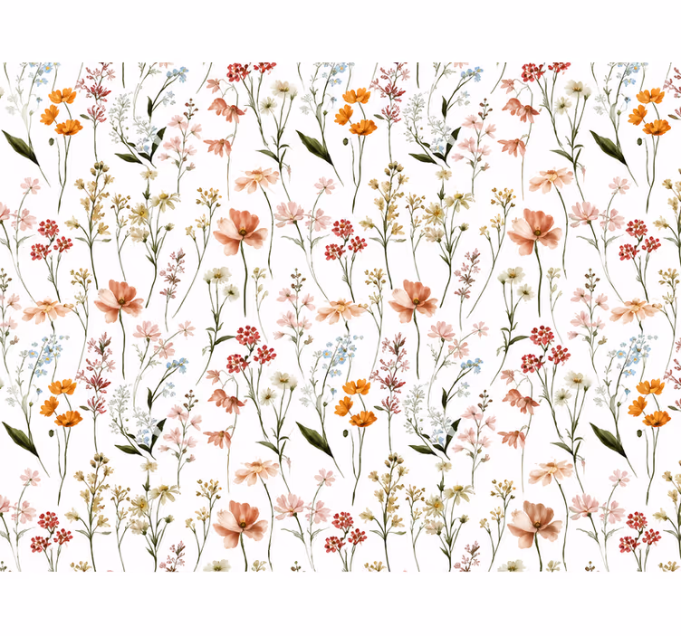 Papier peint feuilles fleurs colorées - TenStickers