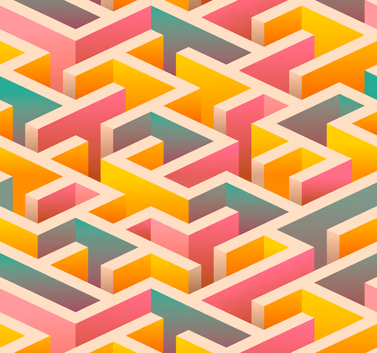 Papier peint géométrique avec labyrinthe - TenStickers