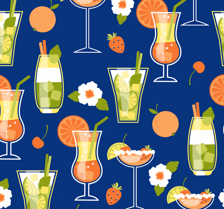 Papier peint cuisine de cocktails vintage - TenStickers