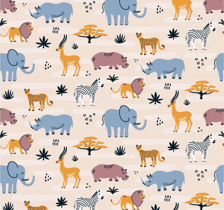 Papier peint animaux ensemble d'animaux de safari - TenStickers