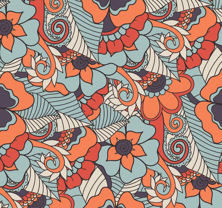 Papier peint fleurs motif vibrant - TenStickers