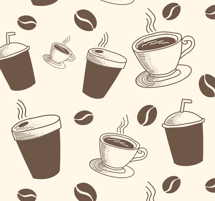 Papier peint cuisine tasses de café - TenStickers