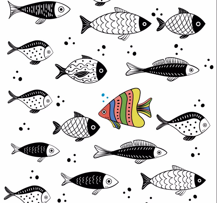 Papier peint poissons nageant à contre-courant - TenStickers