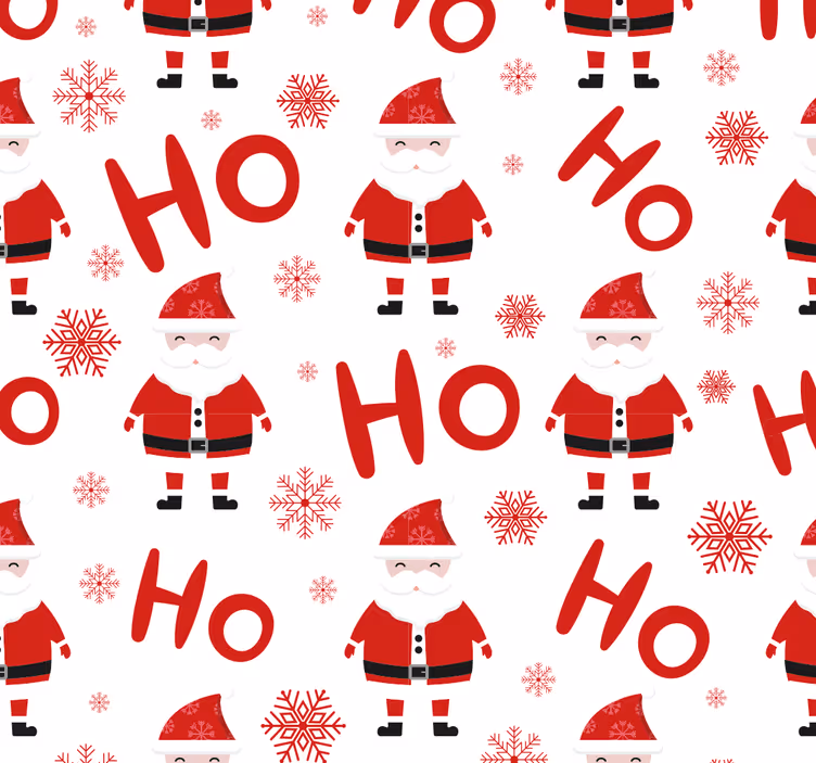 Papier peint noel motif rouge joyeux père noël - TenStickers