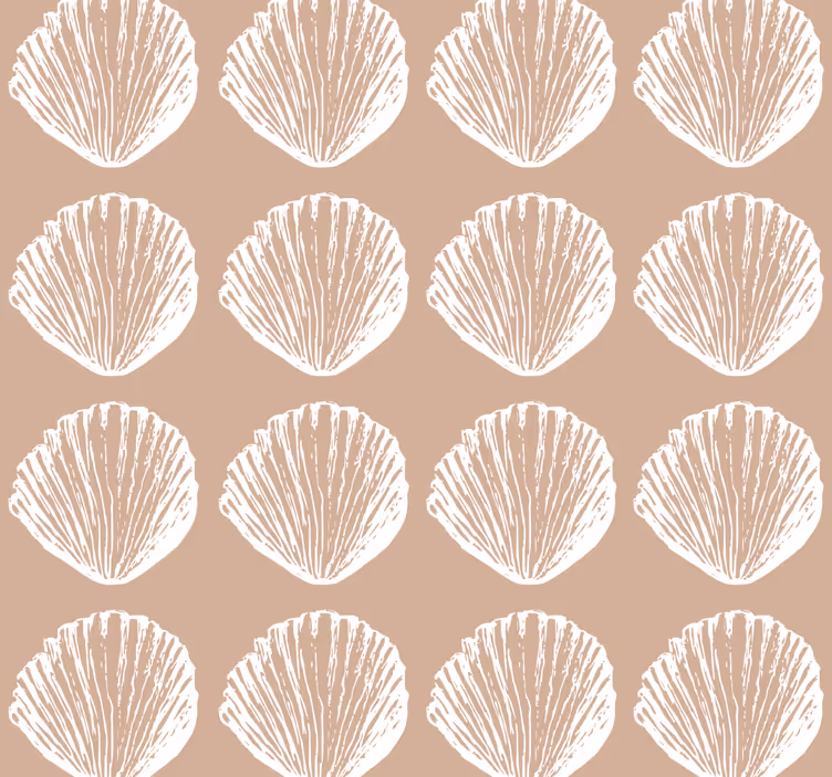 Papier peint beige motif de coquille - TenStickers