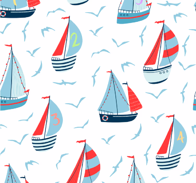 Papier peint Bateaux à voile avec chiffres - TenStickers