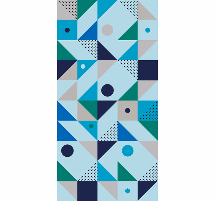 Papier peint géométrique Patchwork bleu - TenStickers