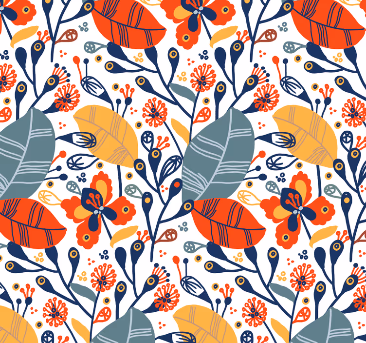 Papier peint nature conception de feuilles florales - TenStickers