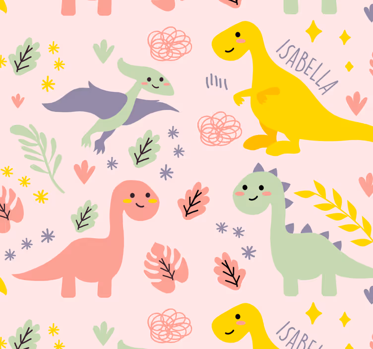 Papier peint chambre bébé thème ludique des dinosaures - TenStickers