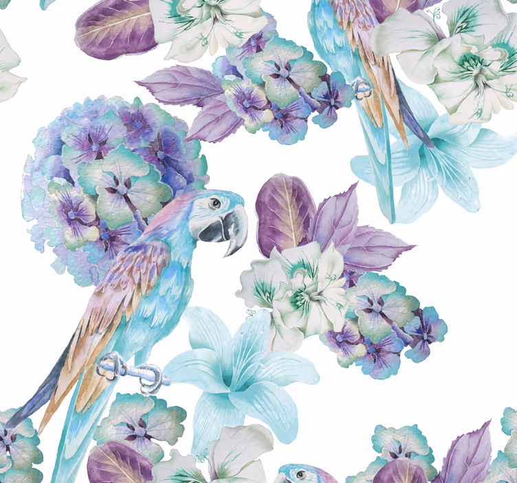 Papier peint perroquet conception de perroquet floral - TenStickers