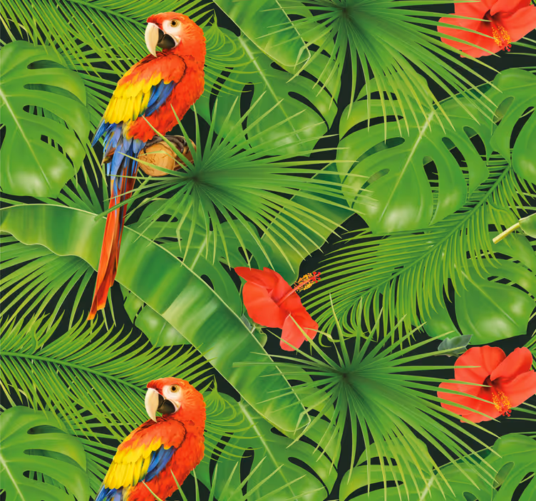 Papier peint perroquet scène de perroquet tropical - TenStickers
