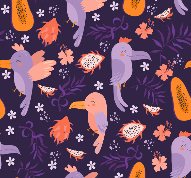 Papier peint animaux motif d'oiseau tropical - TenStickers