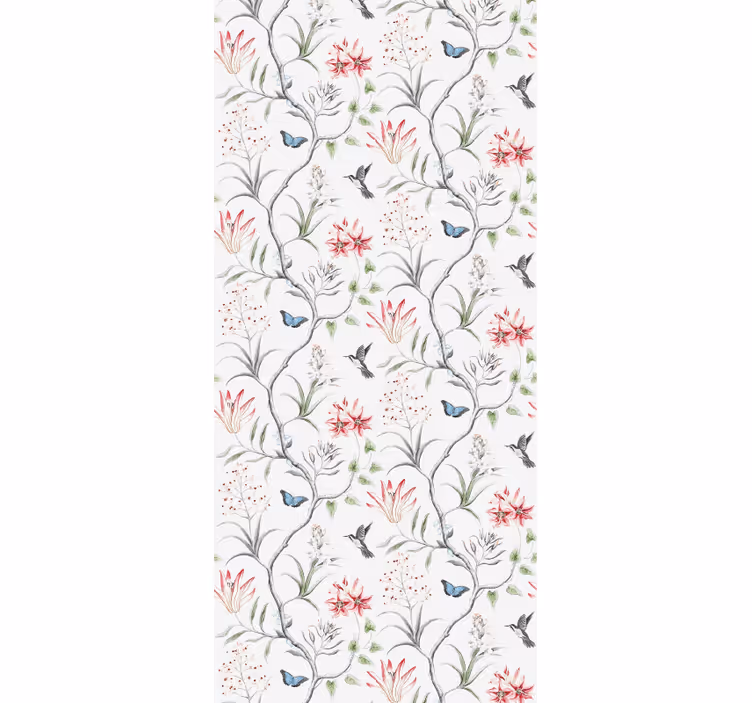 Papier peint animaux Branche de fleur oiseau et papillon - TenStickers