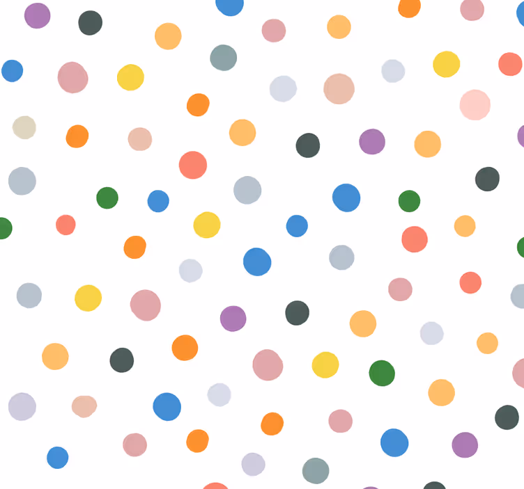 Papier peint rond Points colorés sur blanc - TenStickers