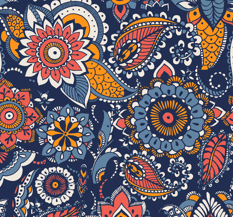 Papier peint ornemental motif cachemire ornemental - TenStickers