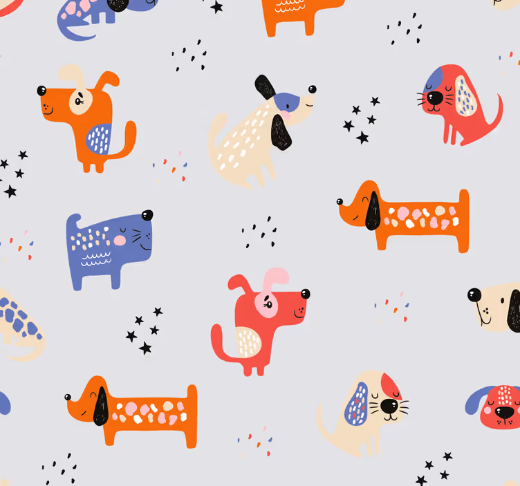 Papier peint chiens motif canin ludique - TenStickers