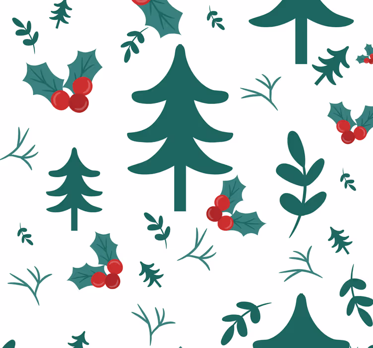 Papier peint noel motif d'arbre festif - TenStickers