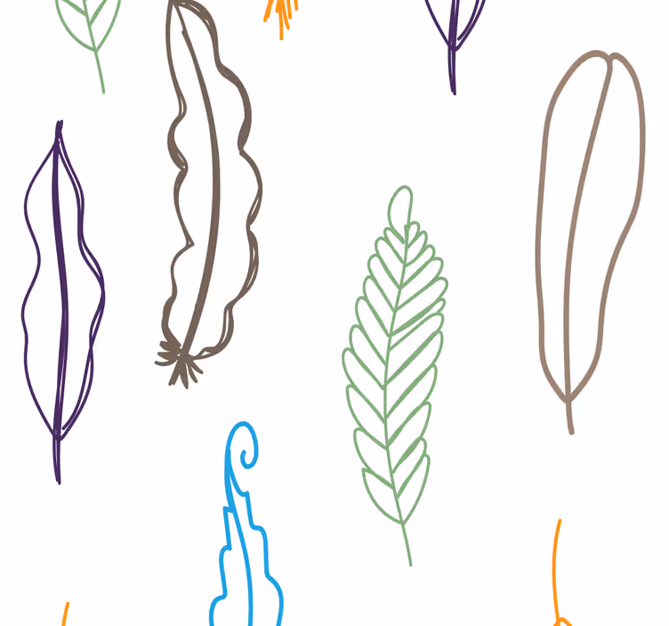 Papier peint feuillage croquis de motifs de feuilles - TenStickers