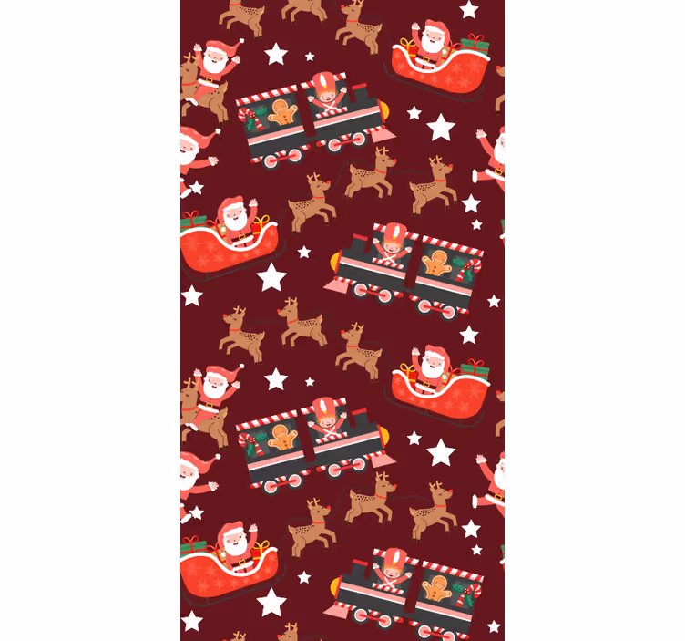 Papier peint noel traîneau du père noël festif - TenStickers